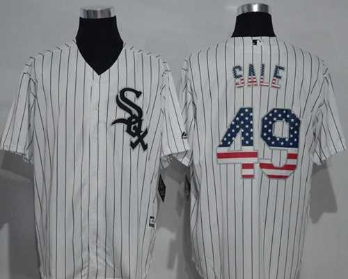Chicago White Sox #49 Chris Sale White(Black Strip) USA Flag Fashion Stitched Baseball Jersey
