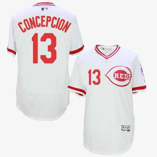 Cincinnati Reds #13 Concepcion White Flexbase Authentic Collection Cooperstown Stitched Baseball Jersey