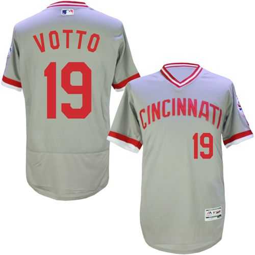 Cincinnati Reds #19 Joey Votto Grey Flexbase Authentic Collection Cooperstown Stitched Baseball Jersey