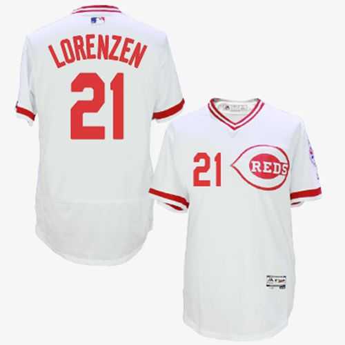 Cincinnati Reds #21 Michael Lorenzen White Flexbase Authentic Collection Cooperstown Stitched Baseball Jersey