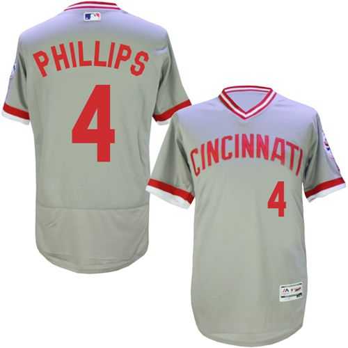 Cincinnati Reds #4 Brandon Phillips Grey Flexbase Authentic Collection Cooperstown Stitched Baseball Jersey