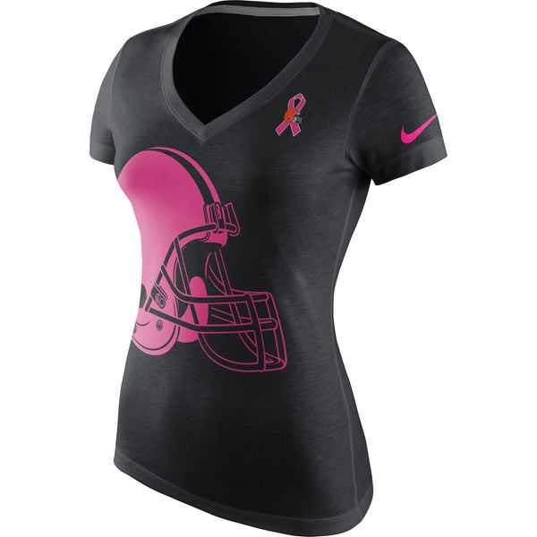 Cleveland Browns Nike Women's Breast Cancer Awareness Tri Blend V Neck T-Shirt Black