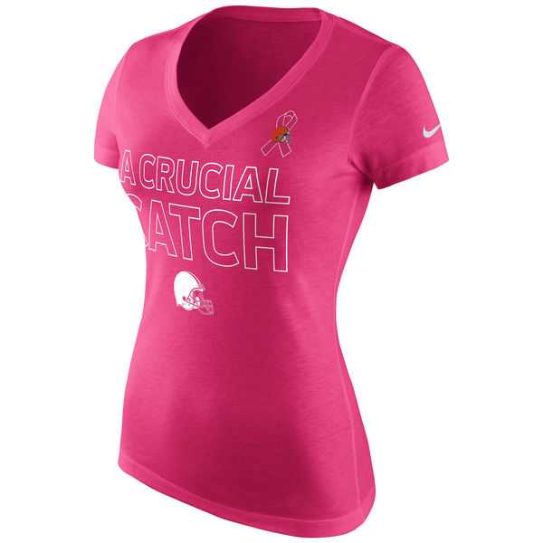 Cleveland Browns Nike Women's Breast Cancer Awareness Tri Blend V Neck T-Shirt Pink