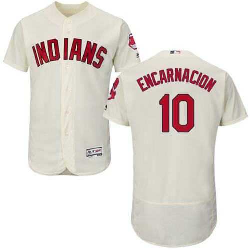 Cleveland Indians #10 Edwin Encarnacion Cream Flexbase Authentic Collection Stitched MLB Jersey