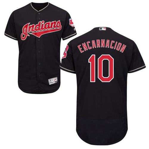 Cleveland Indians #10 Edwin Encarnacion Navy Blue Flexbase Authentic Collection Stitched MLB Jersey