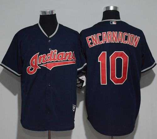 Cleveland Indians #10 Edwin Encarnacion Navy Blue New Cool Base Stitched MLB Jersey
