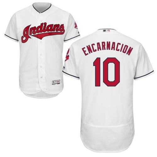 Cleveland Indians #10 Edwin Encarnacion White Flexbase Authentic Collection Stitched MLB Jersey