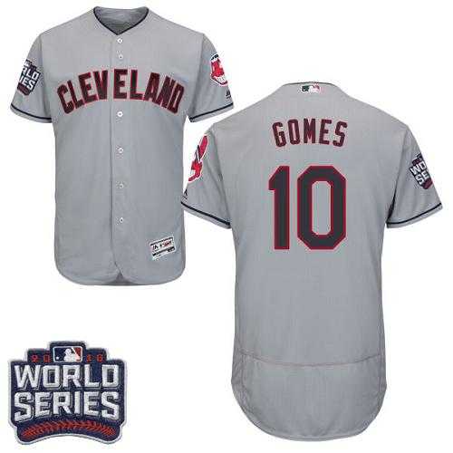 Cleveland Indians #10 Yan Gomes Grey Flexbase Authentic Collection 2016 World Series Bound Stitched Baseball Jersey
