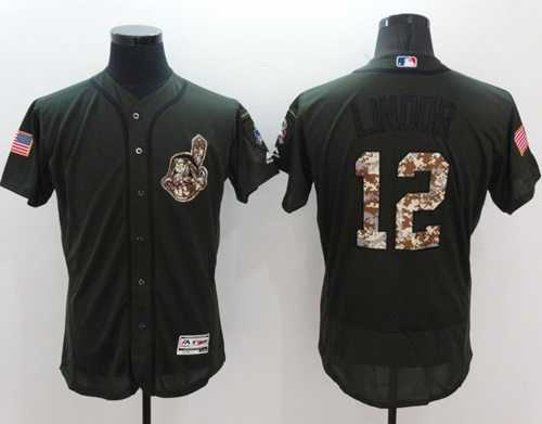Cleveland Indians #12 Francisco Lindor Green Flexbase Authentic Collection Salute to Service Stitched Baseball Jersey Cleveland Indians #12 Francisco Lindor Green Flexbase Authentic Collection Salute to Service Stitched Baseball Jersey