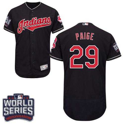 Cleveland Indians #29 Satchel Paige Navy Blue Flexbase Authentic Collection 2016 World Series Bound Stitched Baseball Jersey