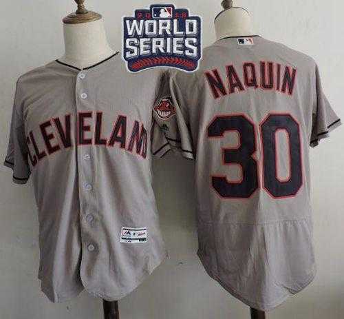 Cleveland Indians #30 Tyler Naquin Grey Flexbase Authentic Collection 2016 World Series Bound Stitched Baseball Jersey