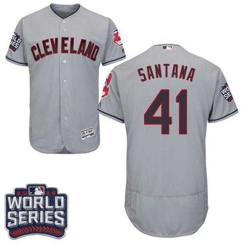 Cleveland Indians #41 Carlos Santana Grey Flexbase Authentic Collection 2016 World Series Bound Stitched Baseball Jersey