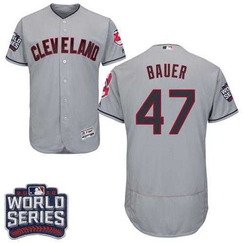 Cleveland Indians #47 Trevor Bauer Grey Flexbase Authentic Collection 2016 World Series Bound Stitched Baseball Jersey