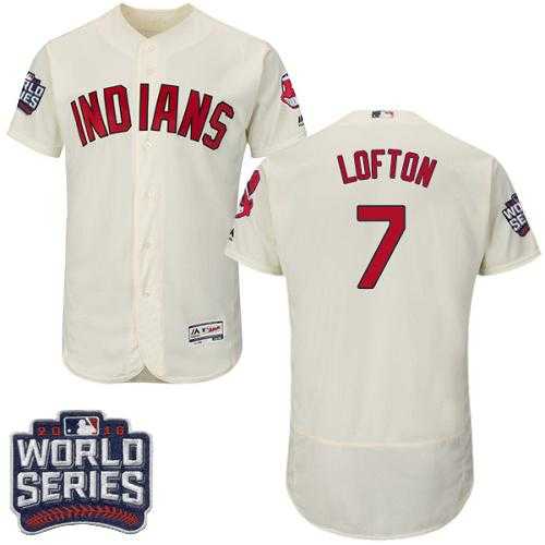 Cleveland Indians #7 Kenny Lofton Cream Flexbase Authentic Collection 2016 World Series Bound Stitched Baseball Jersey
