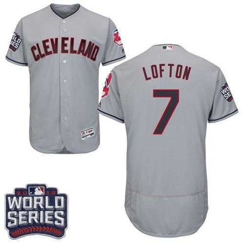 Cleveland Indians #7 Kenny Lofton Grey Flexbase Authentic Collection 2016 World Series Bound Stitched Baseball Jersey