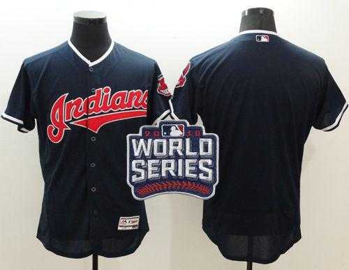 Cleveland Indians Blank Navy Blue Flexbase Authentic Collection 2016 World Series Bound Stitched Baseball Jersey