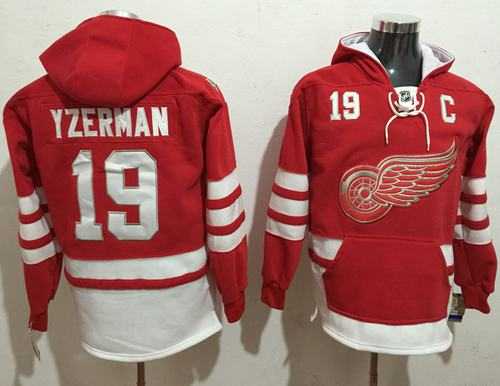 Detroit Red Wings #19 Steve Yzerman Red Name & Number Pullover NHL Hoodie