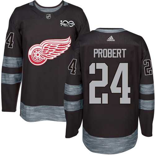 Detroit Red Wings #24 Bob Probert Black 1917-2017 100th Anniversary Stitched NHL Jersey