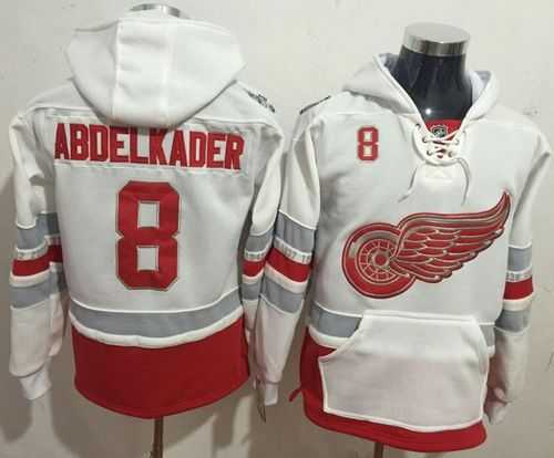 Detroit Red Wings #8 Justin Abdelkader White Name & Number Pullover NHL Hoodie