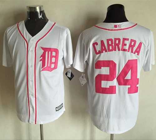 Detroit Tigers #24 Miguel Cabrera White New Cool Base 2016 Mother's Day Stitched Baseball Jersey