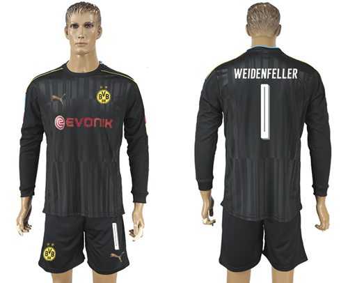 Dortmund #1 Weidenfeller Black Long Sleeves Goalkeeper Soccer Club
