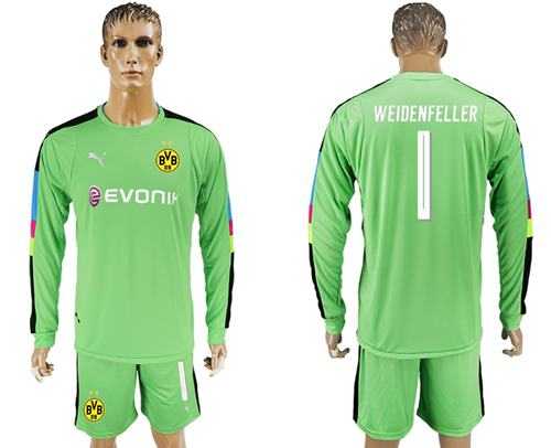 Dortmund #1 Weidenfeller Green Long Sleeves Goalkeeper Soccer Club