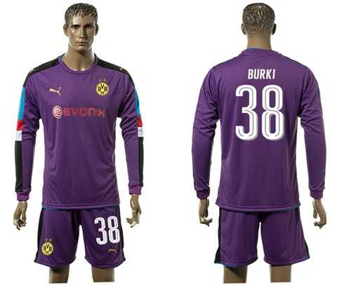 Dortmund #38 Burki Purple Long Sleeves Goalkeeper Soccer Club Jersey