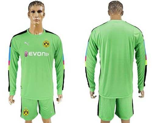 Dortmund Blank Green Long Sleeves Goalkeeper Soccer Club Jersey