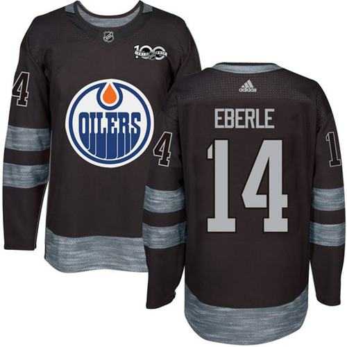 Edmonton Oilers #14 Jordan Eberle Black 1917-2017 100th Anniversary Stitched NHL Jersey