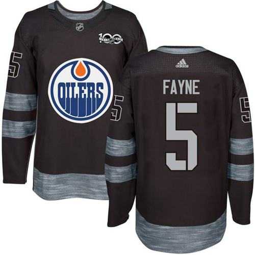 Edmonton Oilers #5 Mark Fayne Black 1917-2017 100th Anniversary Stitched NHL Jersey