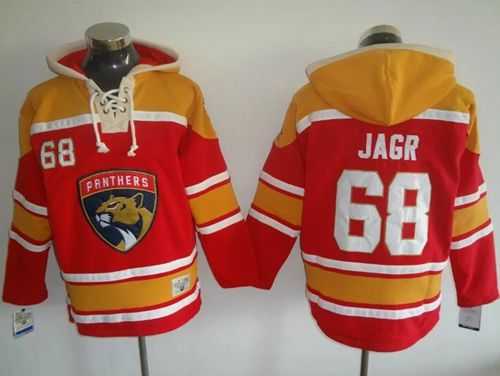 Florida Panthers #68 Jaromir Jagr Red Gold Sawyer Hooded Sweatshirt Stitched NHL Jersey