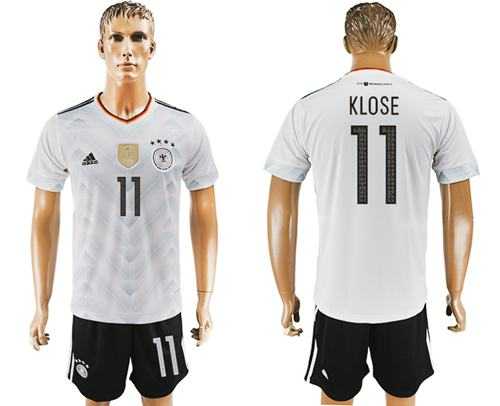 Germany #11 Klose White Home Soccer Country Jersey