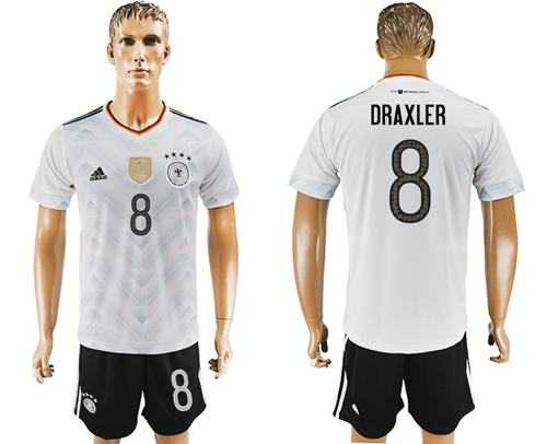 Germany #8 Draxler White Home Soccer Country Jersey