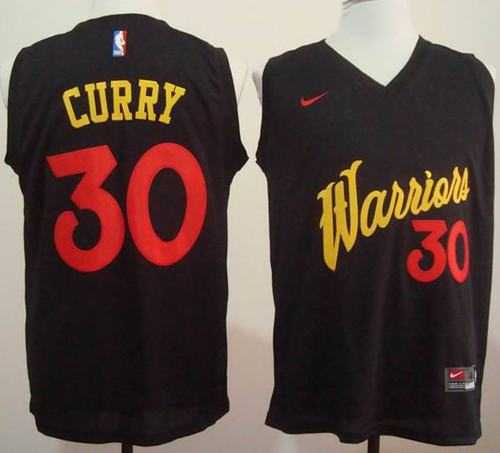 Golden State Warriors #30 Stephen Curry Black Fashion Stitched NBA Jersey