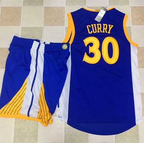 Golden State Warriors #30 Stephen Curry Blue A Set Stitched NBA Jersey