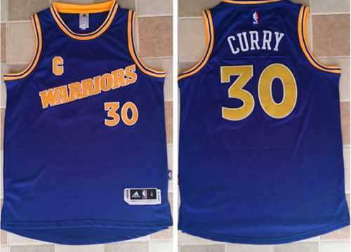 Golden State Warriors #30 Stephen Curry Blue New Throwback Stitched NBA Jersey