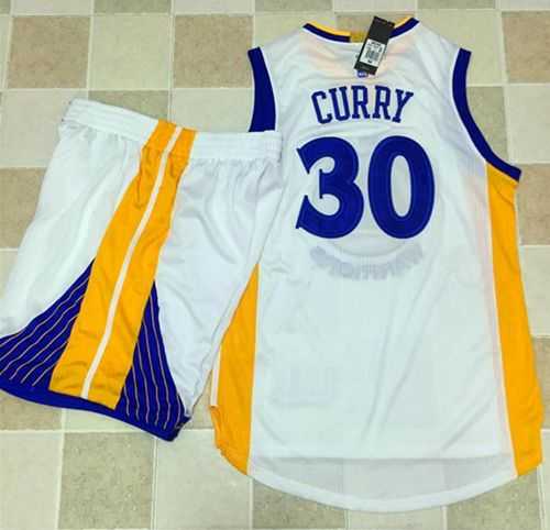 Golden State Warriors #30 Stephen Curry White A Set Stitched NBA Jersey