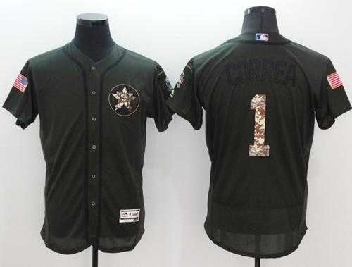 Houston Astros #1 Carlos Correa Green Flexbase Authentic Collection Salute to Service Stitched Baseball Jersey