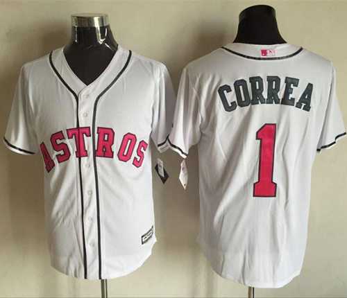 Houston Astros #1 Carlos Correa White New Cool Base 2016 Mother's Day Stitched Baseball Jersey