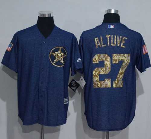 Houston Astros #27 Jose Altuve Denim Blue Salute to Service Stitched Baseball Jersey