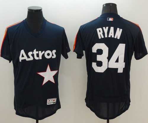 Houston Astros #34 Nolan Ryan Navy Blue Flexbase Authentic Collection Cooperstown Stitched Baseball Jersey