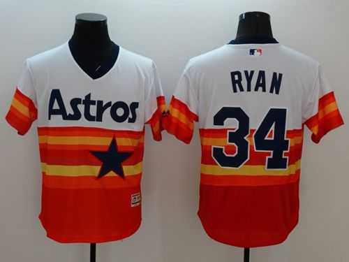 Houston Astros #34 Nolan Ryan White Orange Flexbase Authentic Collection Cooperstown Stitched Baseball Jersey