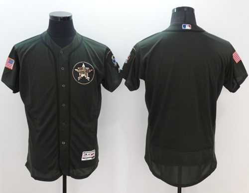 Houston Astros Blank Green Flexbase Authentic Collection Salute to Service Stitched Baseball Jersey