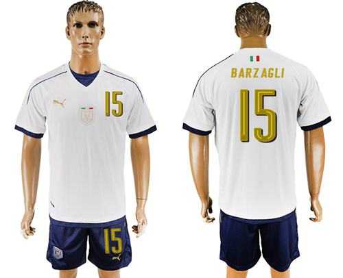 Italy #15 Barzagli Away Soccer Country Jersey