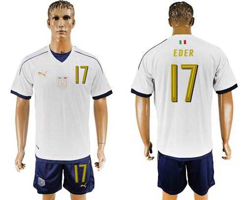 Italy #17 Eder Away Soccer Country Jersey