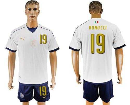 Italy #19 Bonucci Away Soccer Country Jersey