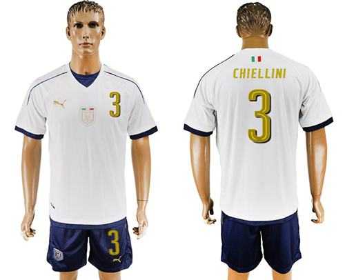 Italy #3 Chiellini Away Soccer Country Jersey
