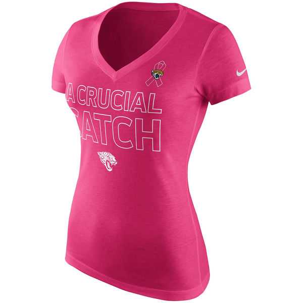 Jacksonville Jaguars Nike Women's Breast Cancer Awareness V Neck Tri Blend T-Shirt Pink