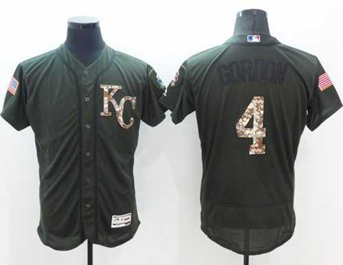 Kansas City Royals #4 Alex Gordon Green Flexbase Authentic Collection Salute to Service Stitched Baseball Jersey