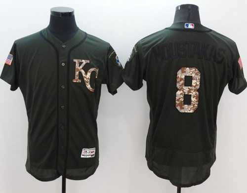 Kansas City Royals #8 Mike Moustakas Green Flexbase Authentic Collection Salute to Service Stitched Baseball Jersey
